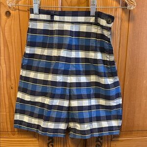 Vintage 1960s Queen Casuals Side Zip Shorts High Waisted Women's Blue Plaid